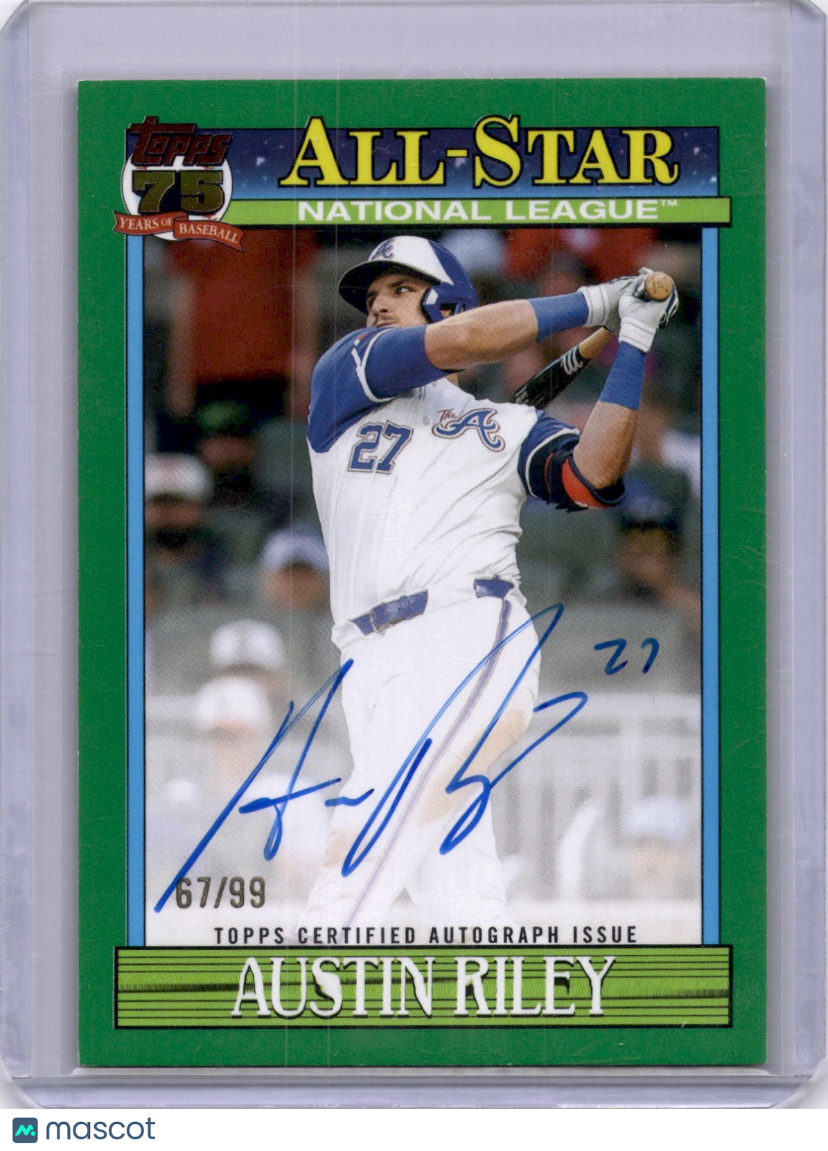 Austin Riley 2026 Topps All-Stars Autograph Auto On Card Green /99 Braves