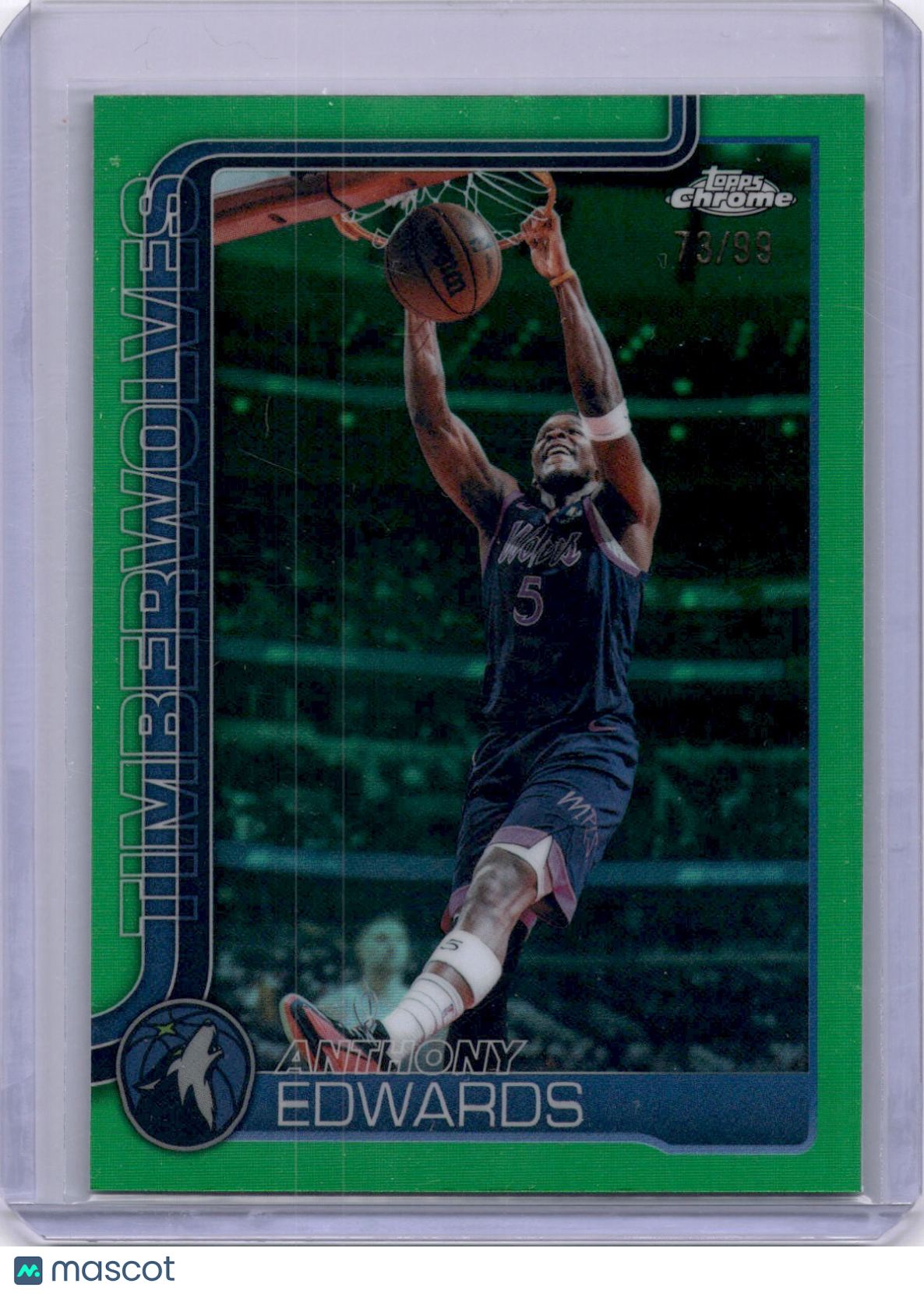 Anthony Edwards 2025-26 Topps Chrome Update Green Refractor /99 Timberwolves