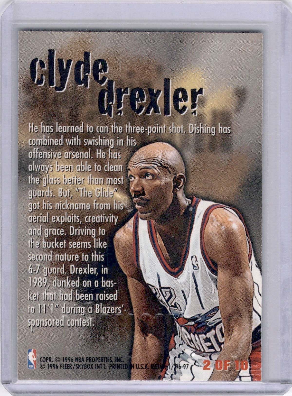 Clyde Drexler 1996 Fleer Metal Steel Slammin' HOF Insert Rockets