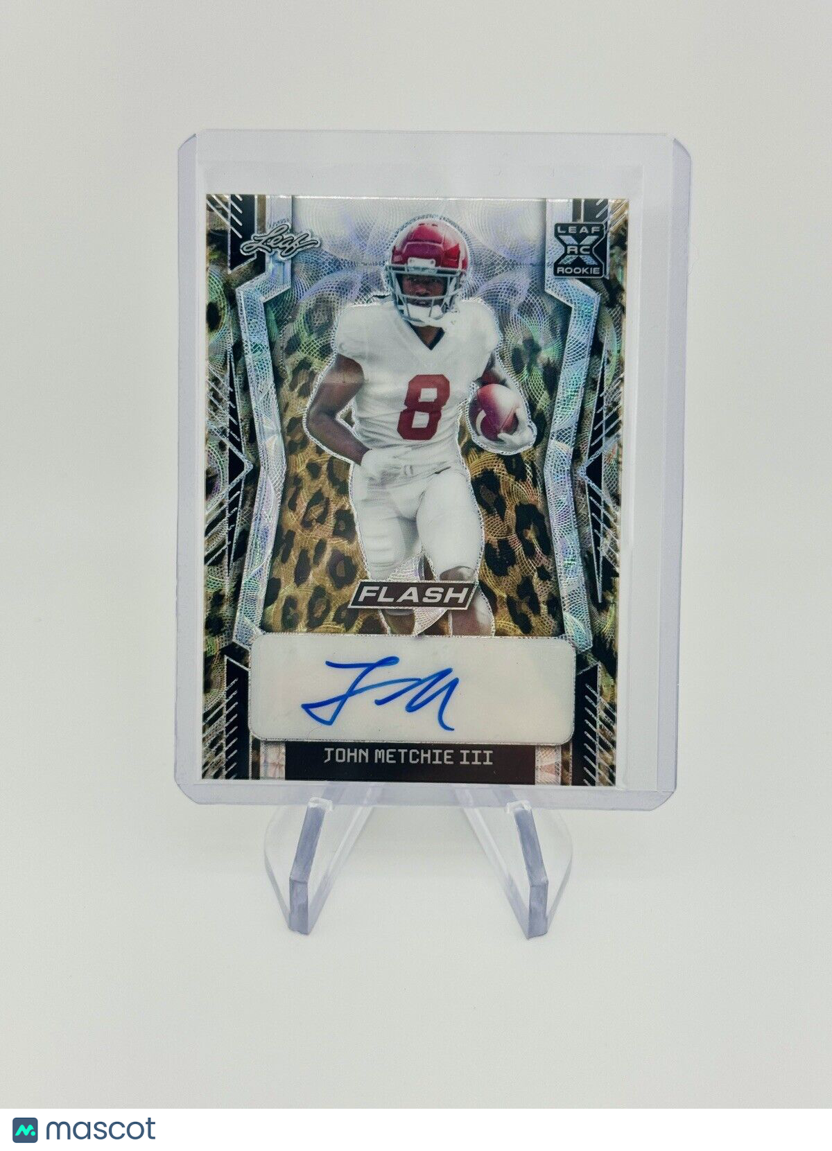 John Metchie 2022 Leaf Flash Leopard /5 Auto Bama Texans