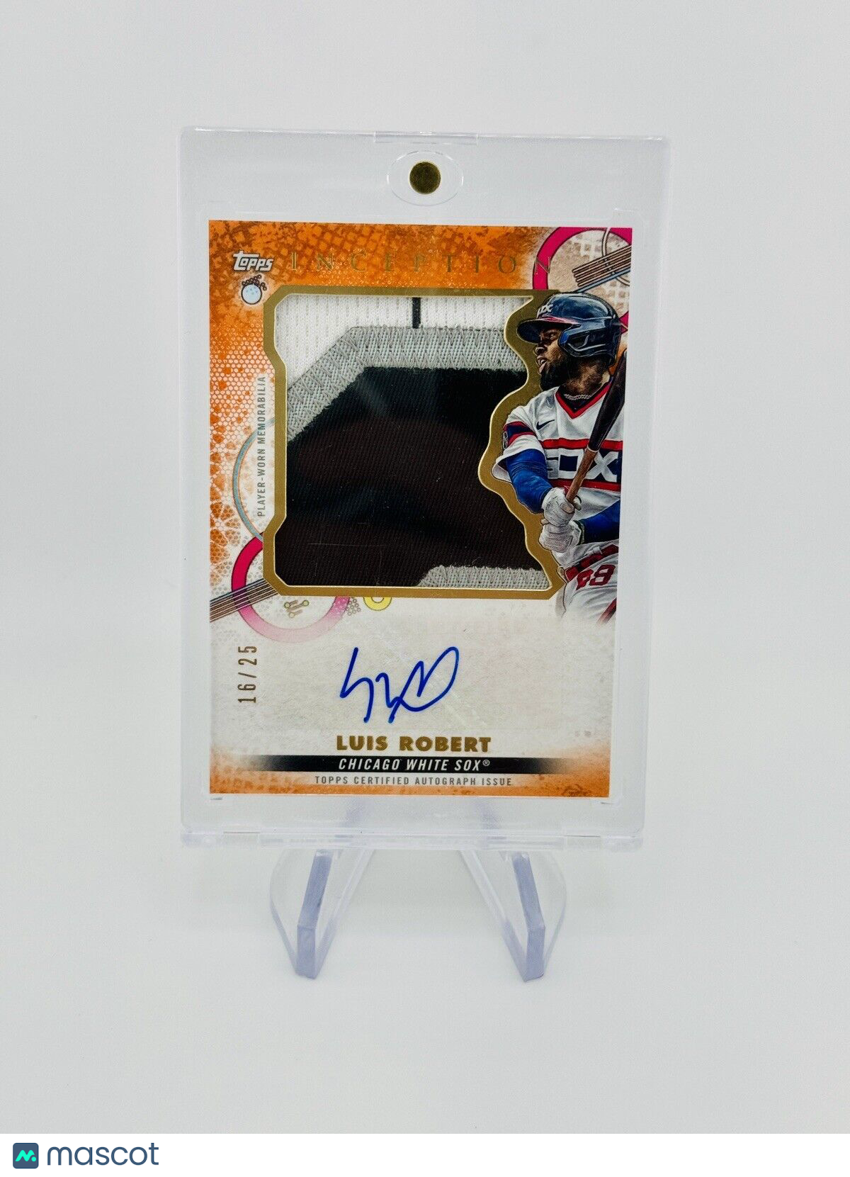 Luis Robert 2022 Topps Inception Auto Jumbo Patch Orange /25 White Sox