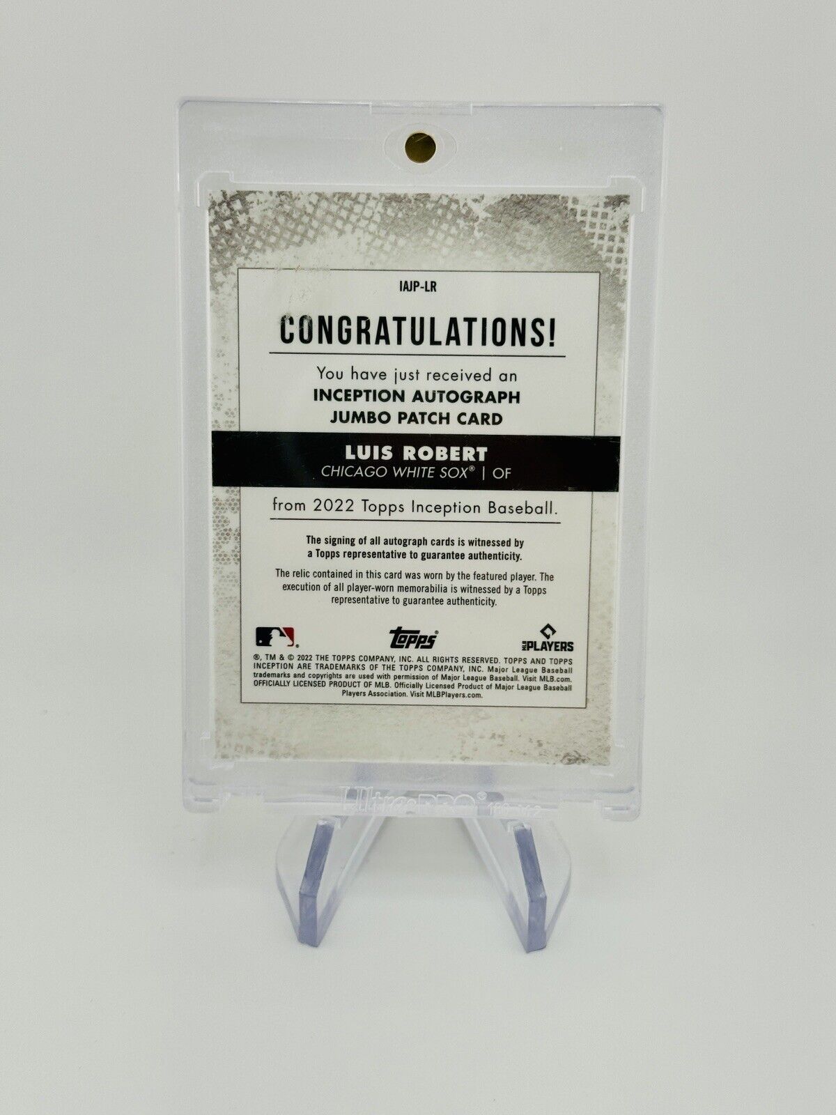 Luis Robert 2022 Topps Inception Auto Jumbo Patch Orange /25 White Sox