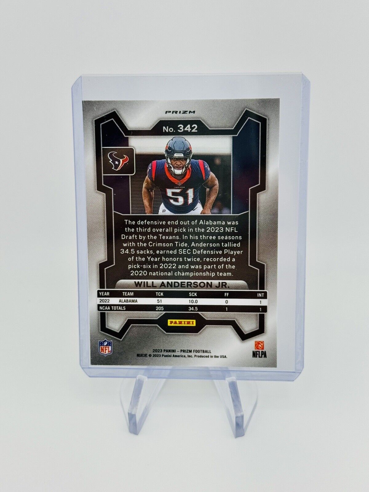 Will Anderson Jr 2023 Panini Prizm Rookie Silver RC Houston Texans #342