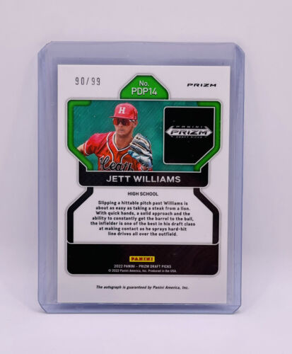 Jett Williams 2022 Panini Prizm Draft Picks Blue Auto /99 New York Mets