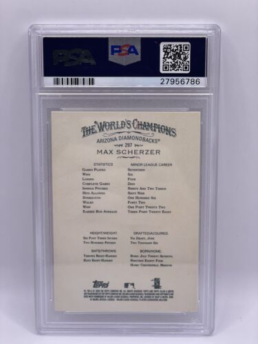 Max Scherzer 2008 Topps Allen & Ginter Rookie # 297 PSA 10 GEM MINT