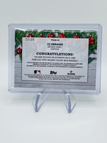 CJ Abrams 2022 Topps Holiday RC ROOKIE Auto Patch Relic 22/25 Nationals SP