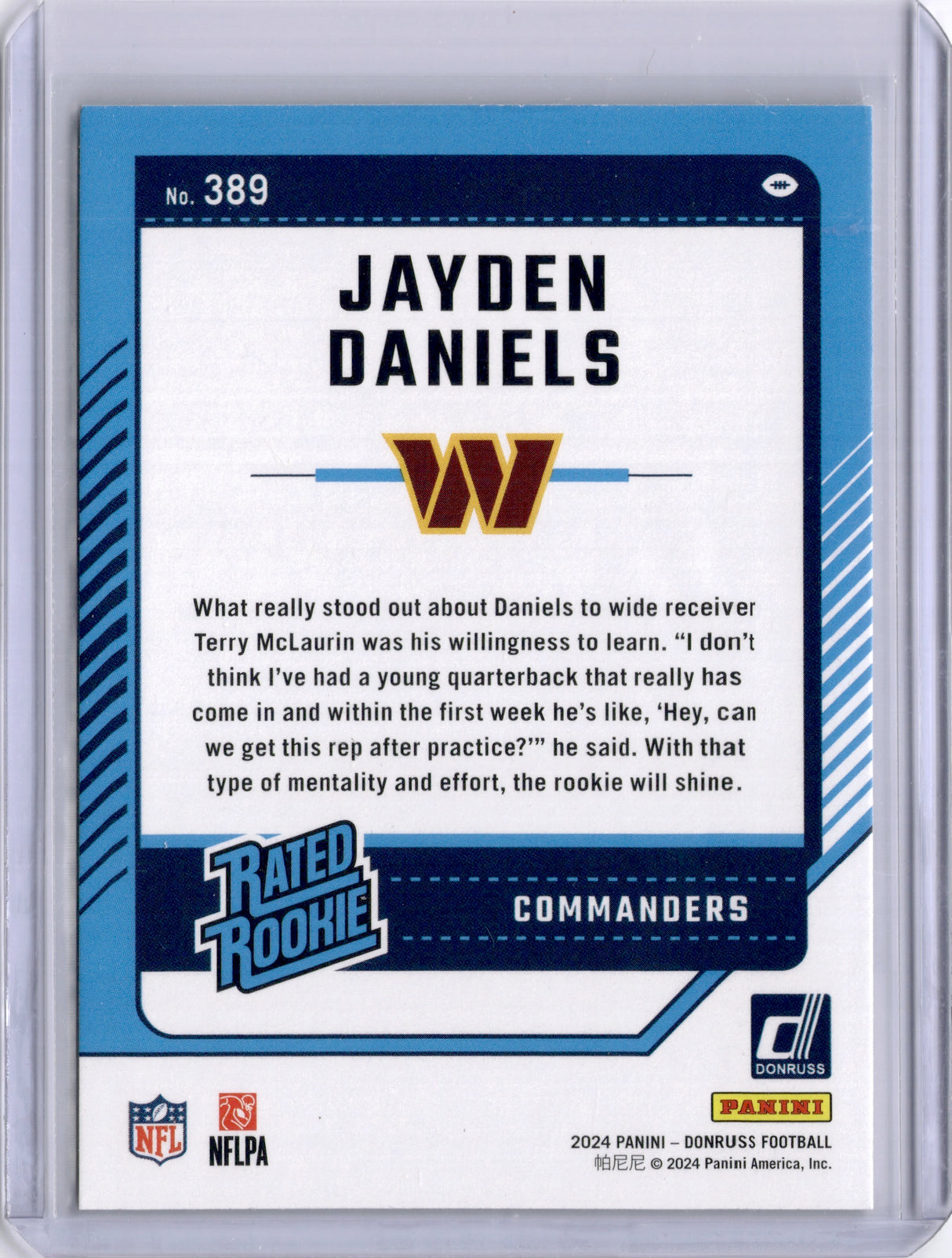 Jayden Daniels 2024 Panini Donruss Rated Rookie Yellow Press Proof RC Commanders
