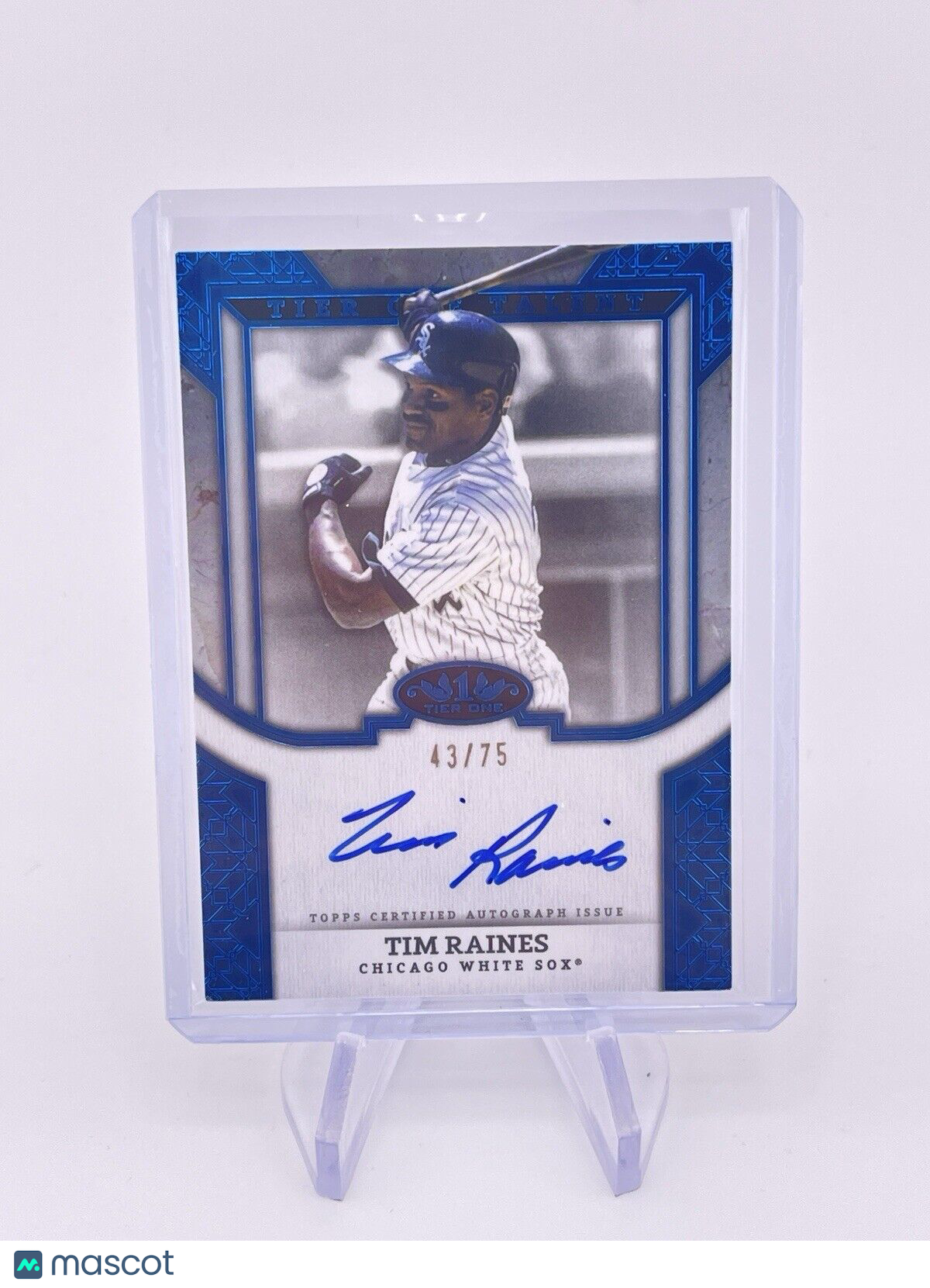 TIM RAINES 2024 TOPPS TIER ONE BLUE FOIL /75 Auto Autograph Signature White Sox
