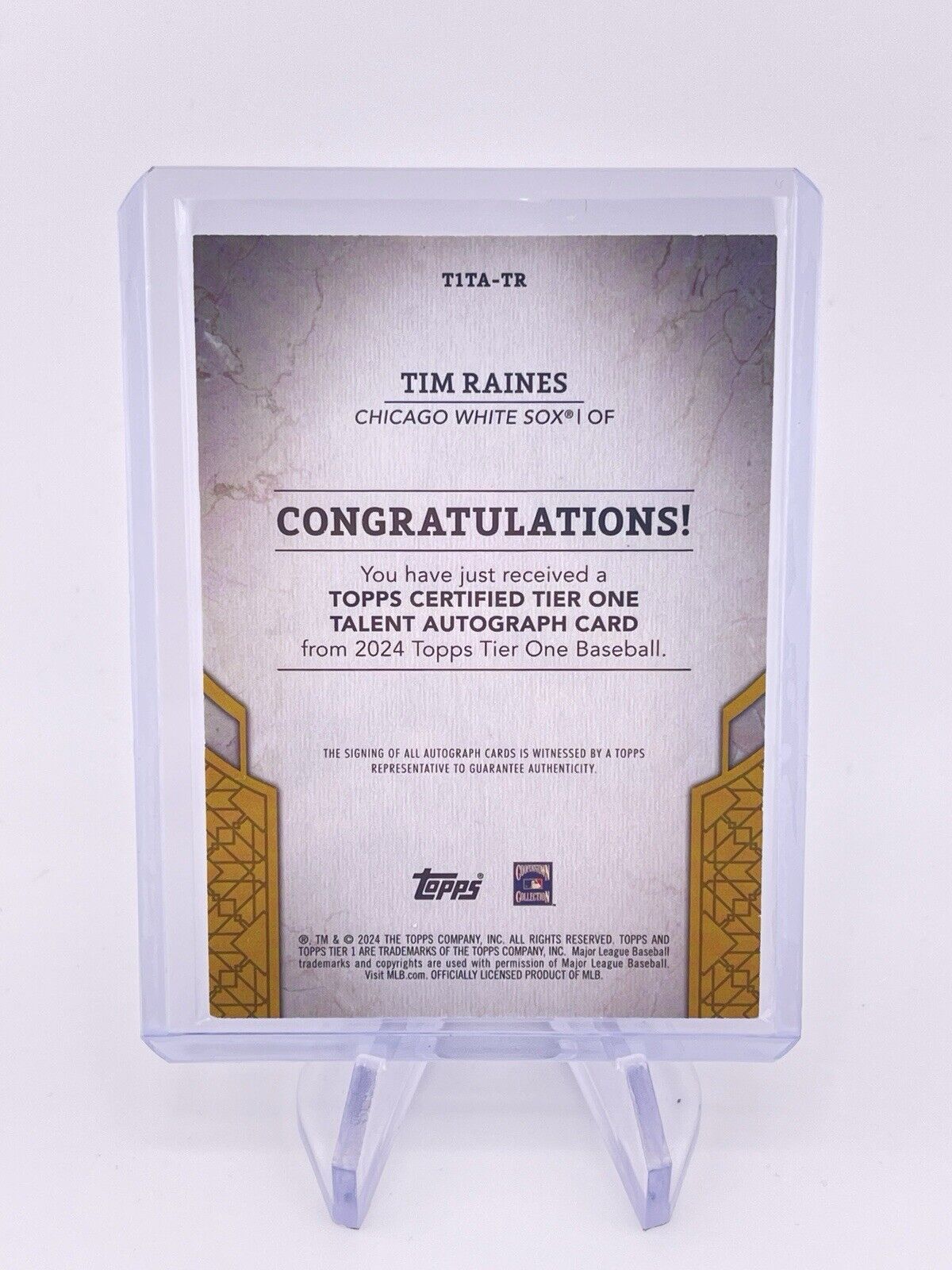 TIM RAINES 2024 TOPPS TIER ONE BLUE FOIL /75 Auto Autograph Signature White Sox