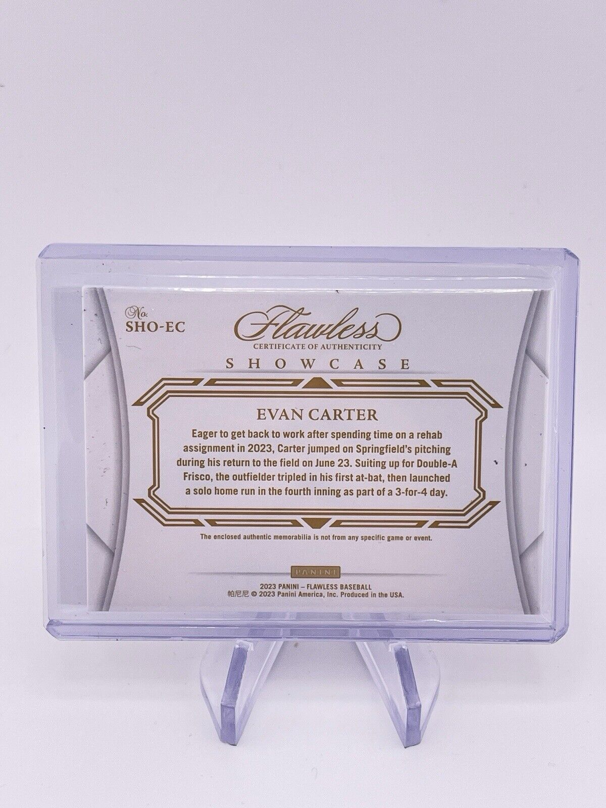 EVAN CARTER 2023 PANINI FLAWLESS QUAD JERSEY PATCH RED RUBY /20 RANGERS