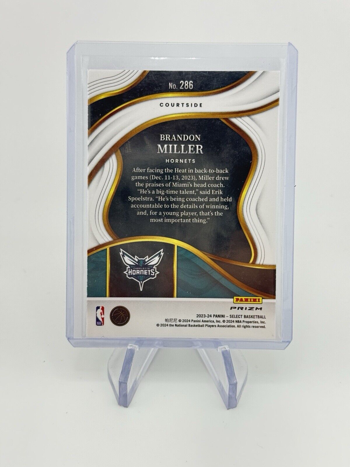 Brandon Miller 2023-24 Select Courtside Blue Cracked Ice Prizm Rookie RC #286