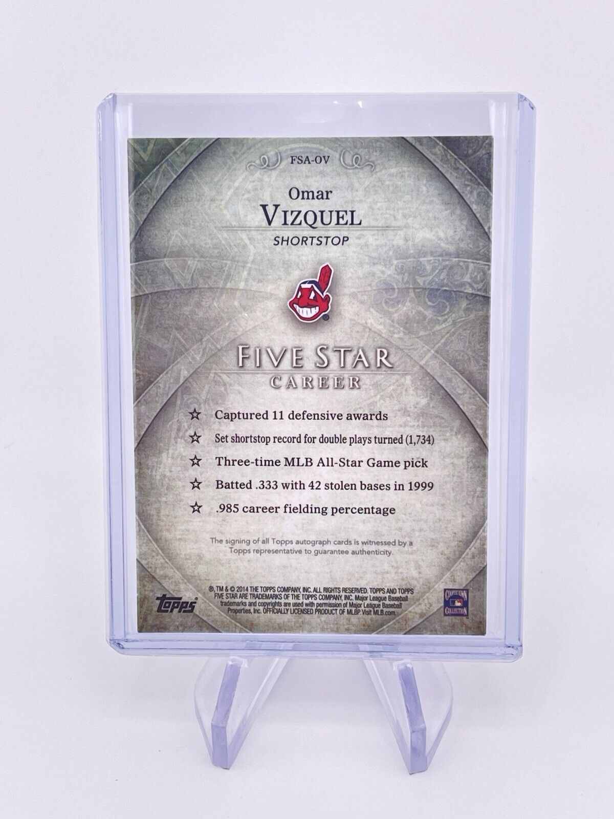 OMAR VIZQUEL 2014 TOPPS FIVE STAR AUTOGRAPH AUTO SIGNATURE INDIANS