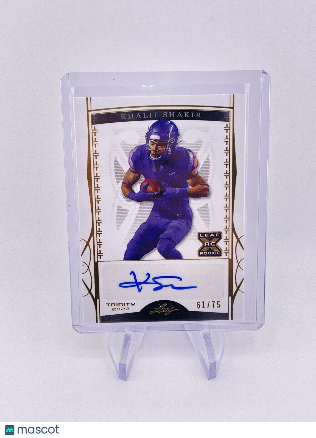 KHALIL SHAKIR 2022 LEAF TRINITY AUTO AUTOGRAPH ROOKIE RC 75 Bills Signature