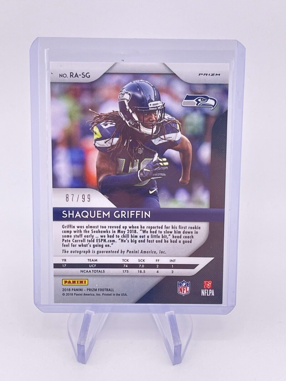 SHAQUEM GRIFFIN 2018 PRIZM BLUE SCOPE /99 Auto Autograph Rookie RC Color Match