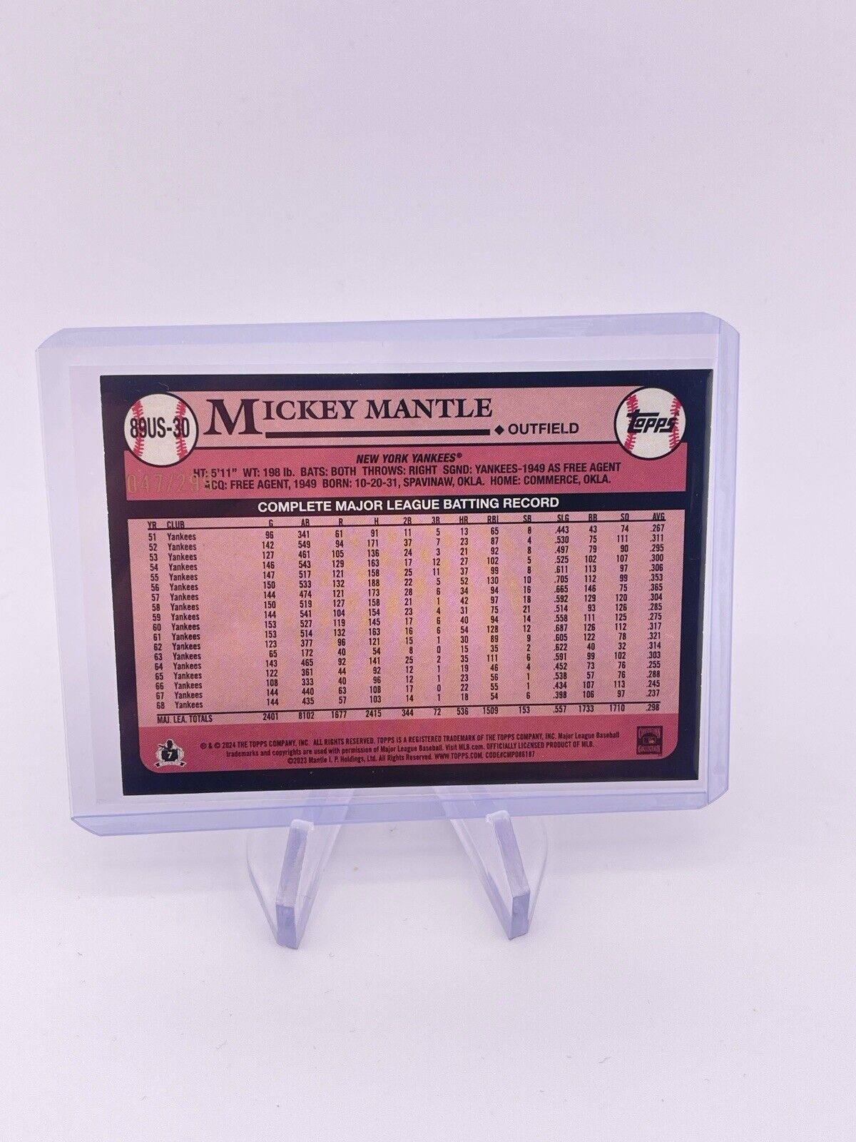 MICKEY MANTLE 2024 TOPPS 35th ANNIVERSARY/299 Black Boarder Yankees