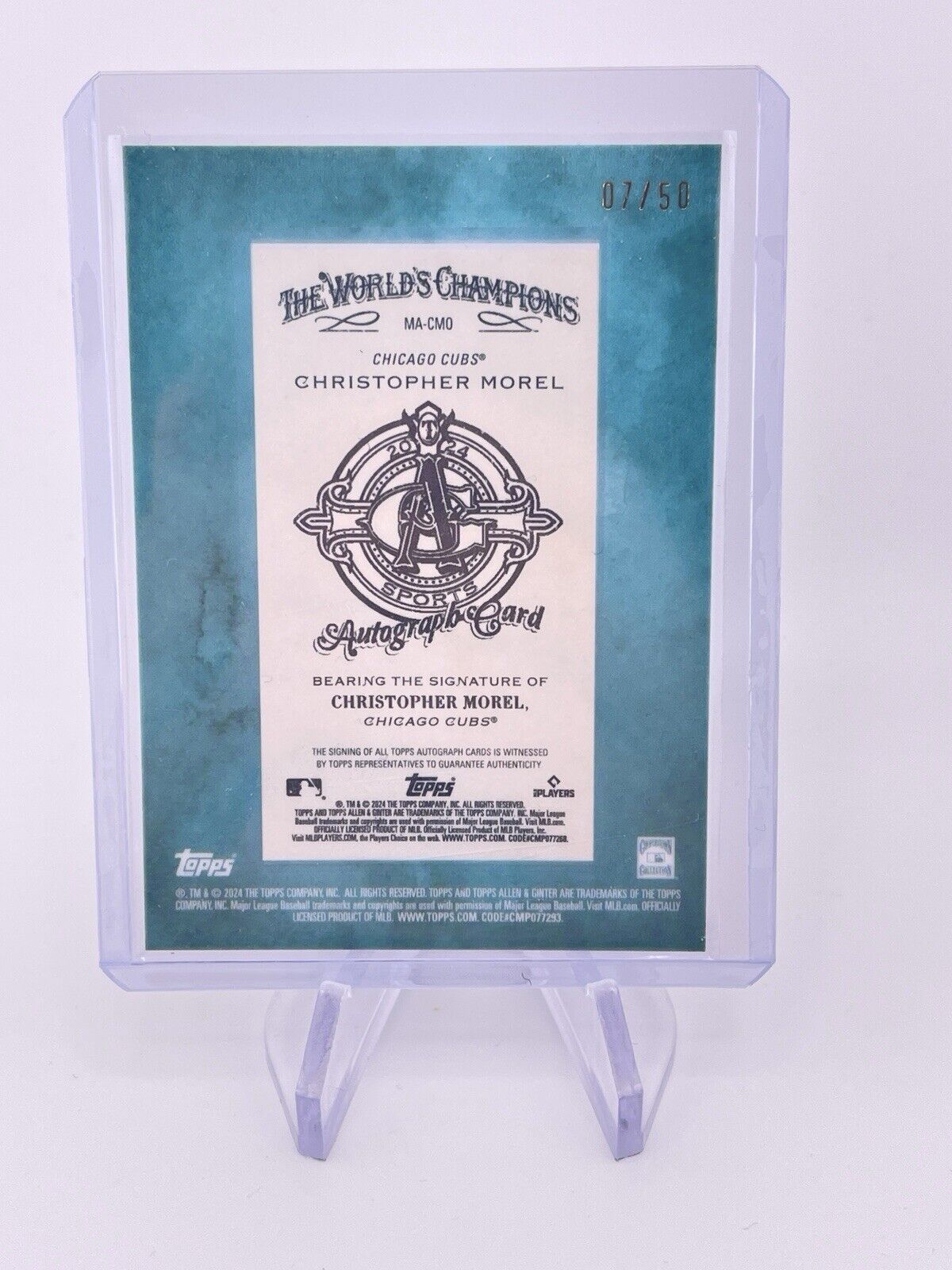 CHRISTOPHER MOREL 2024 TOPPS ALLEN GINTER AQUA BLUE AUTO AUTOGRAPH /50 Signature