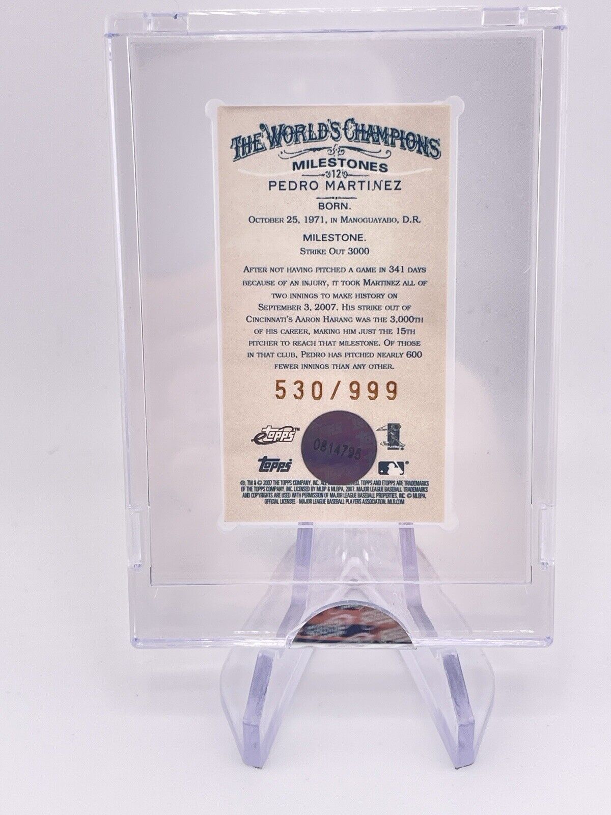 PEDRO MARTÍNEZ 2007 TOPPS ETOPPS REFRACTOR /999 Mets Red Sox Sp SSP T206