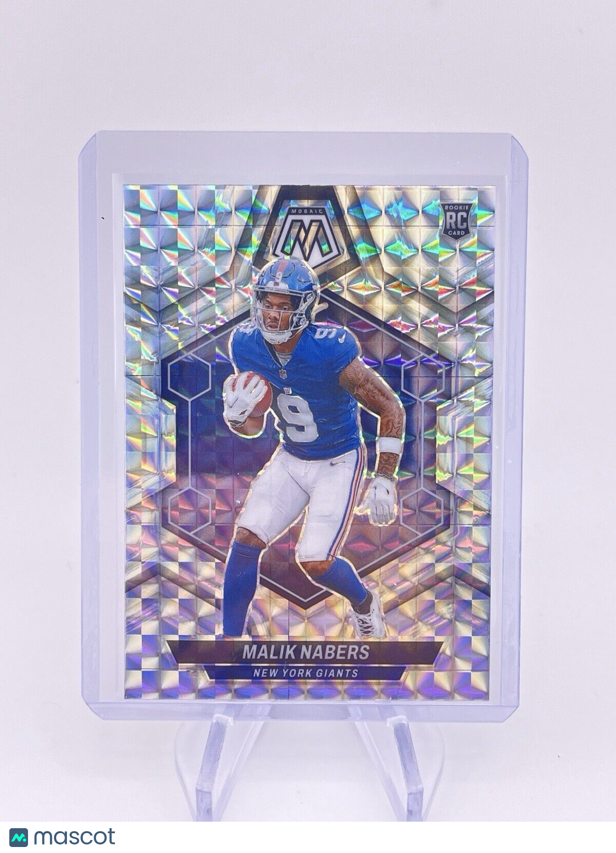Malik Nabers 2024 Prizm Silver Mosaic Rookie RC Giants