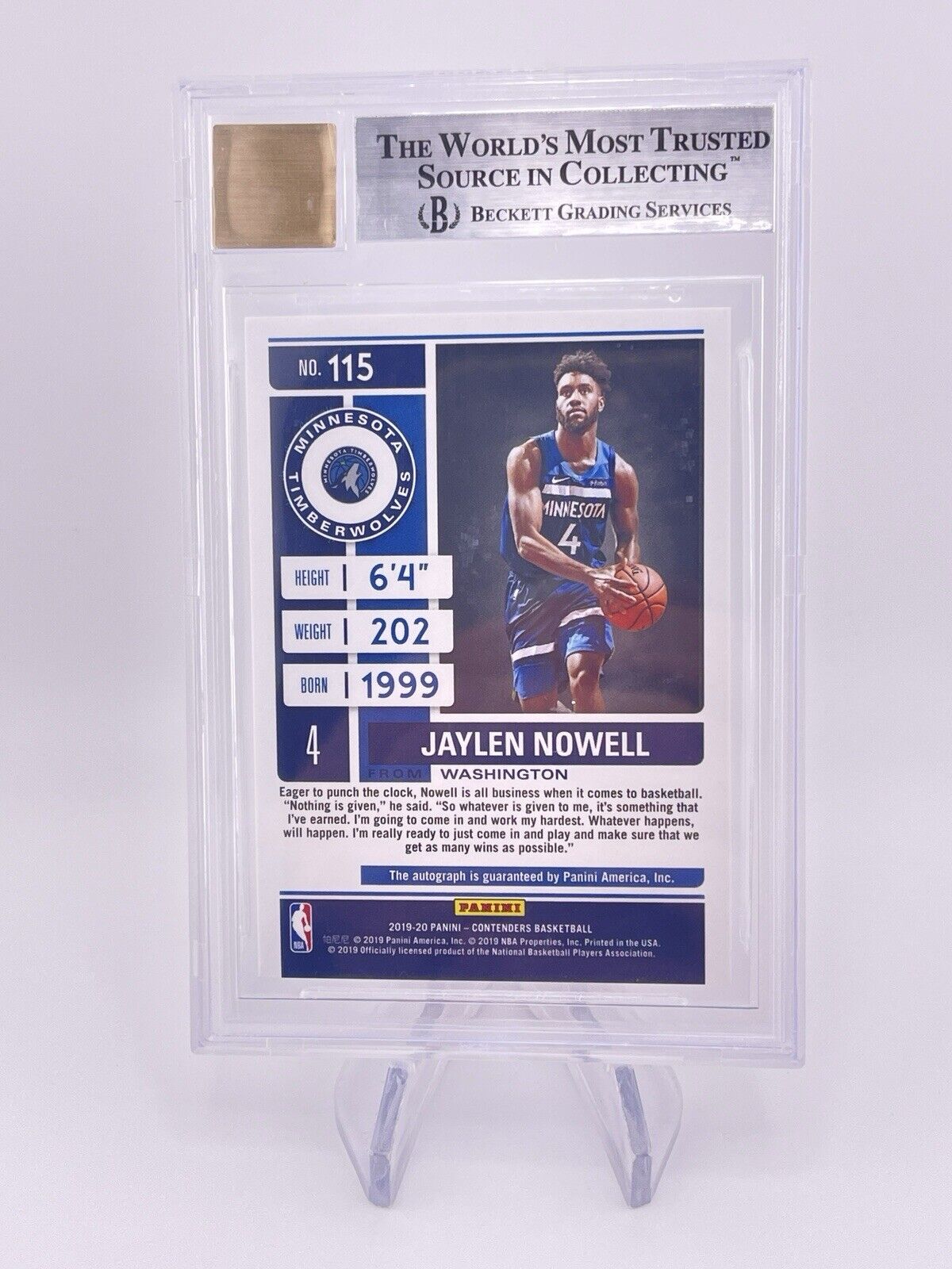 Jaylen Nowell 2019 Contenders Playoff Ticket /99 Auto Autograph Rookie Rc BGS 9