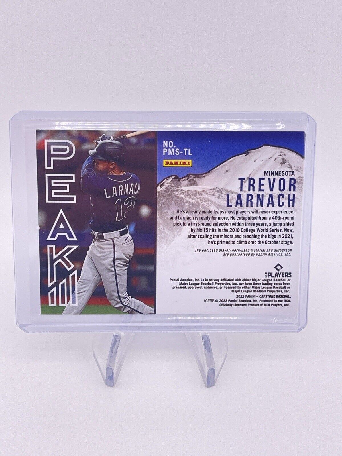 Trevor Larnach 2022 Capstone Jersey Patch Auto Autograph