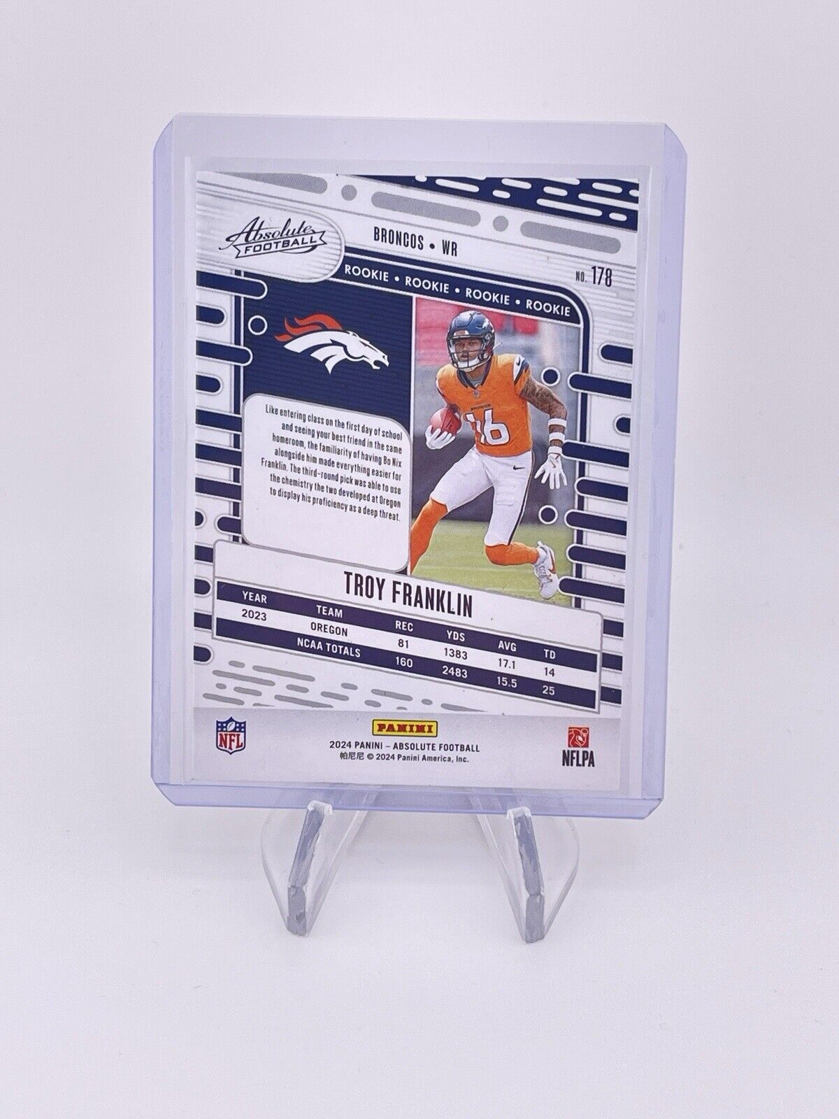 Troy Franklin Absolute Orange Foil SP Numbered /299 Rookie RC
