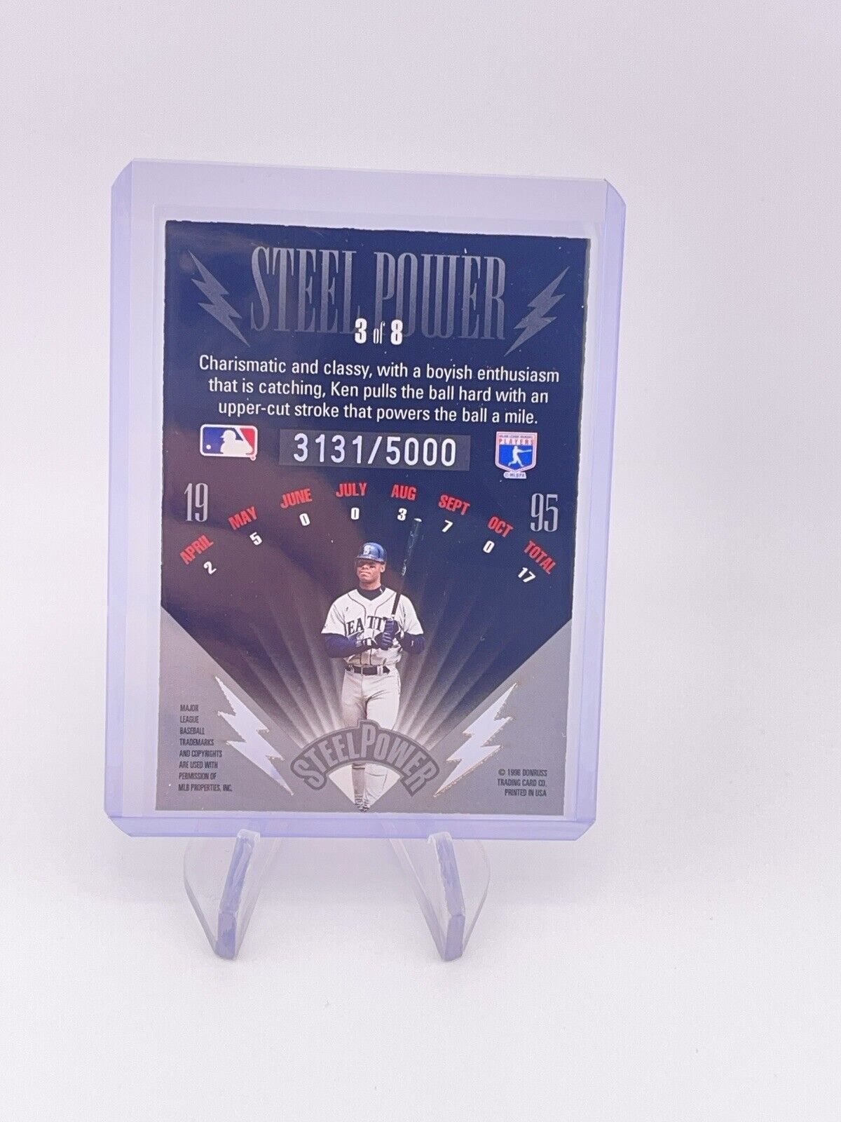 KEN GRIFFEY JR 1996 LEAF PREFERRED STEEL POWER INSERT #d /5000