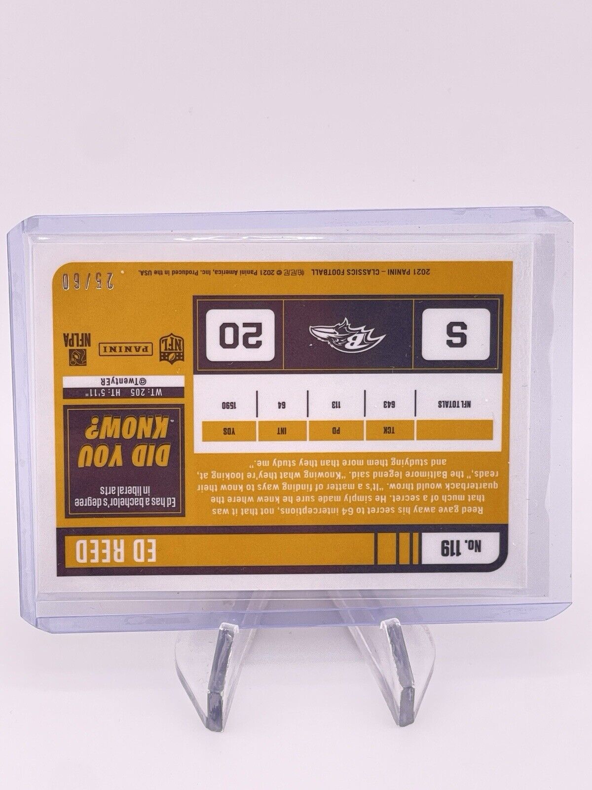 Ed Reed 2021 Prizm Gold Foil /60 Legacy Classics