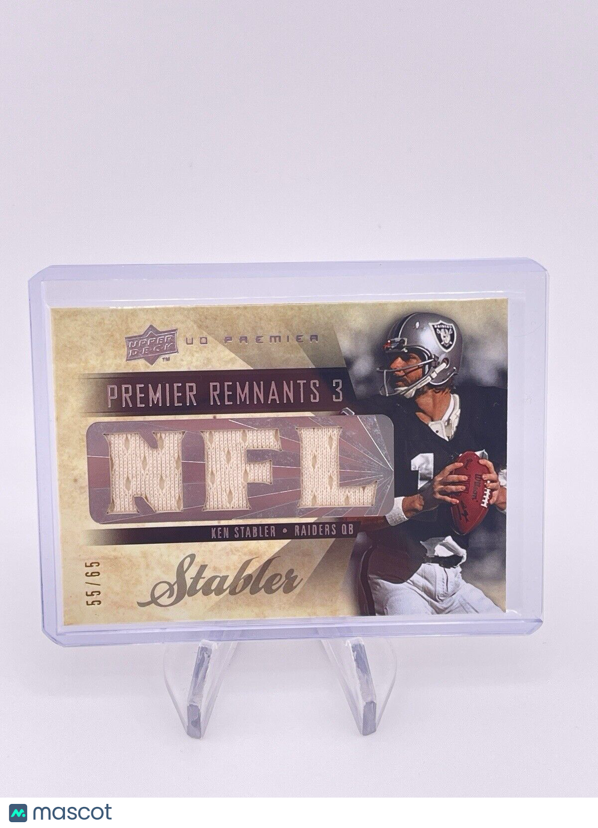 Ken Stabler 2008 Upper Deck Premier Game Worn Used Patch Jersey /65 Raiders