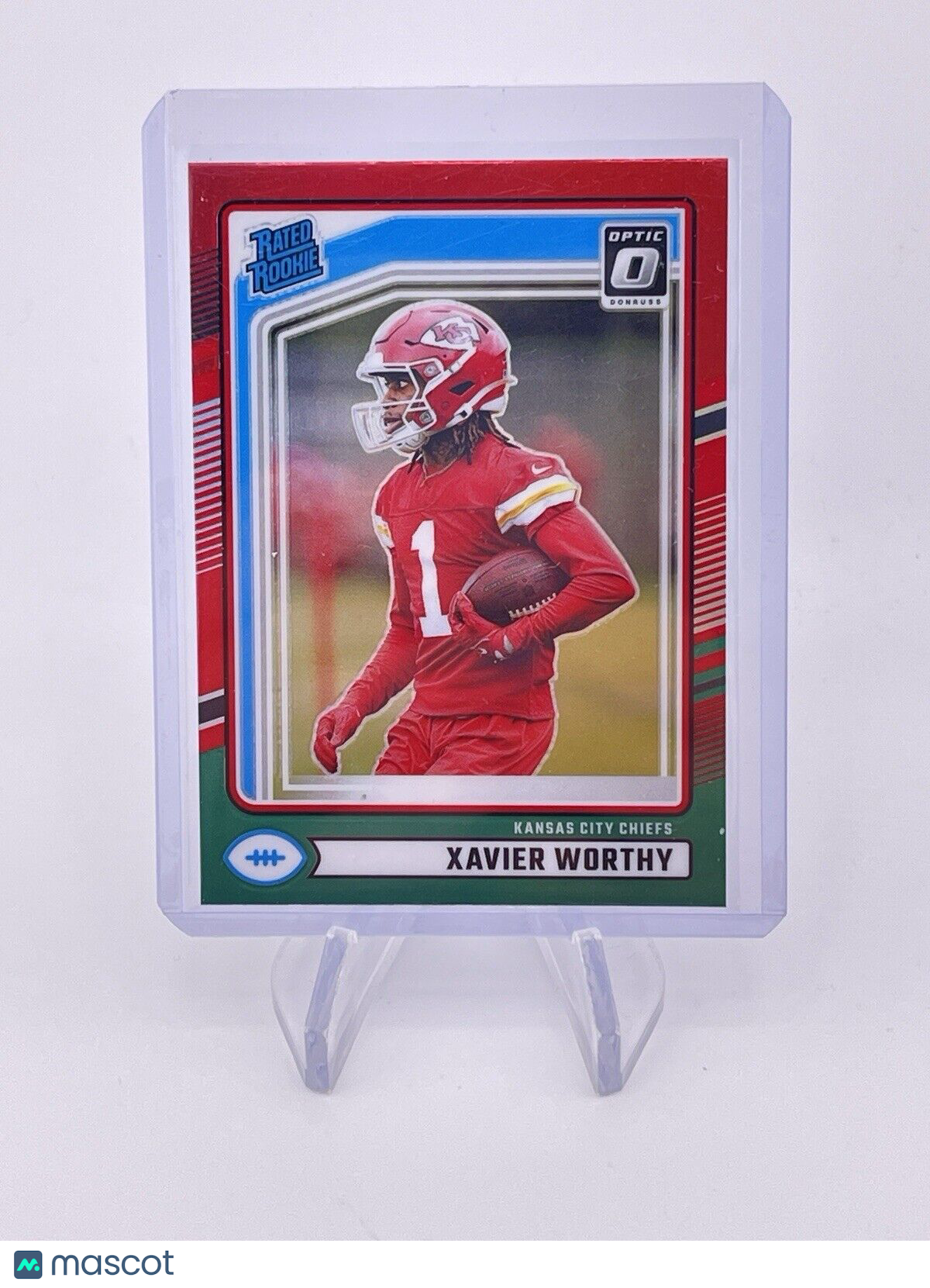 Xavier Worthy 2024 Donruss RC Red Green Optic Prizm Preview Rookie Chiefs