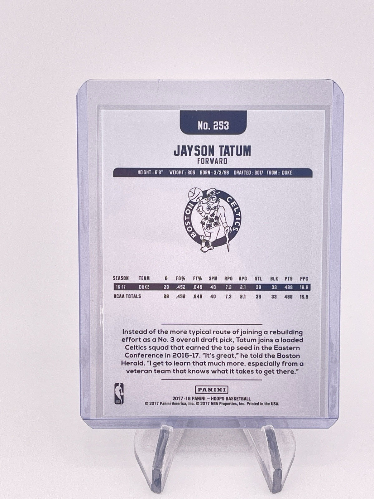 Jayson Tatum 2017-18 Panini NBA Hoops Rookie RC Celtics