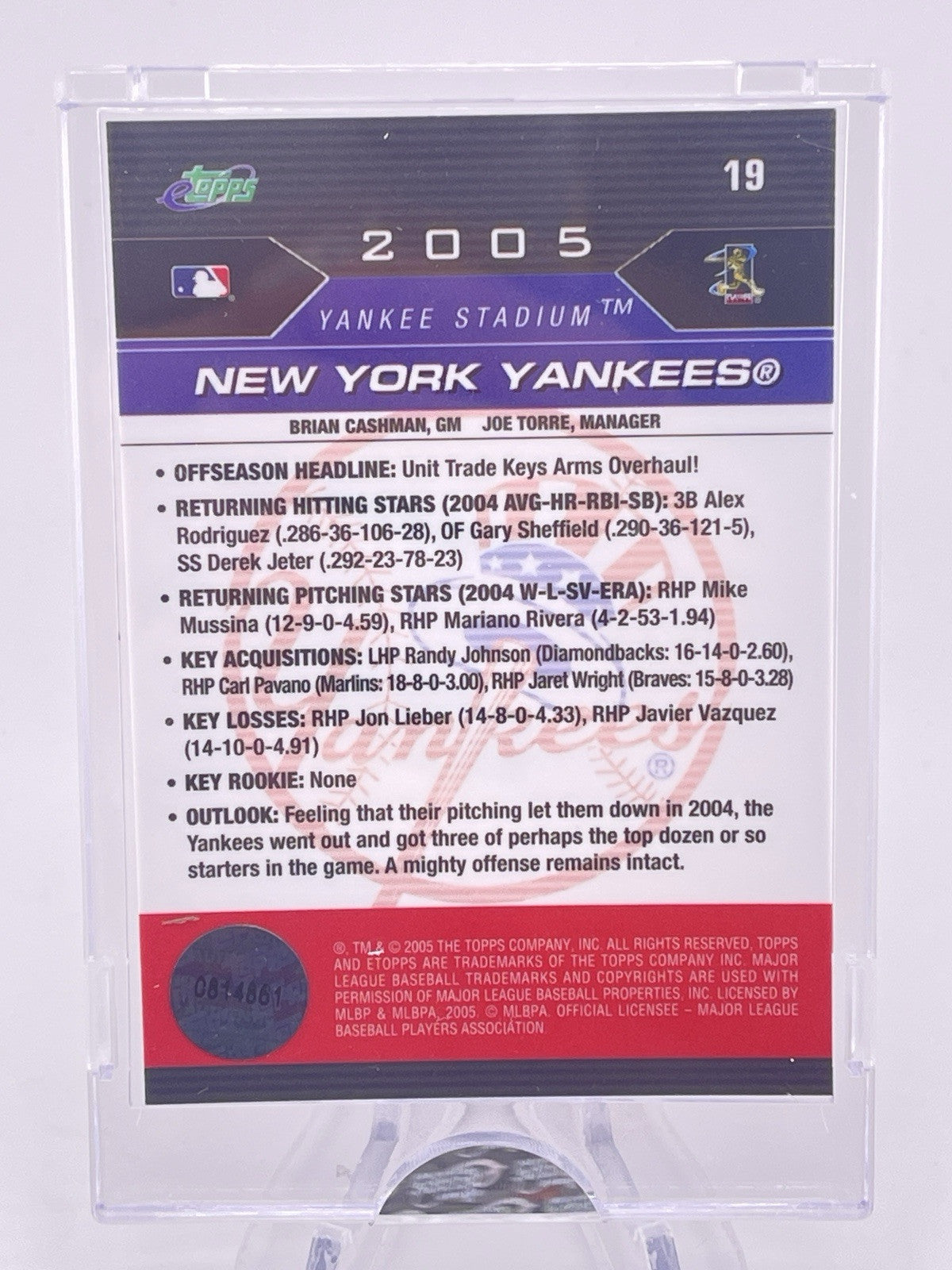 Yankees 2005 Topps Derek Jeter Mariano Rivera ETOPPS Randy Johnson /2600