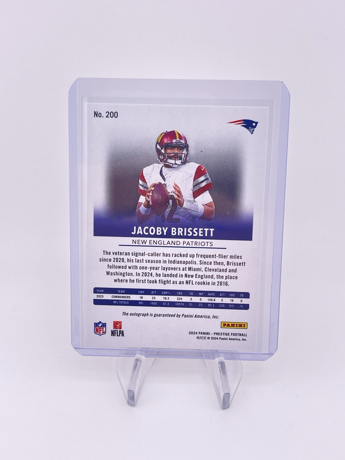 Jacoby Brissett 2024 Gold Auto /50 Autograph Signature Commanders
