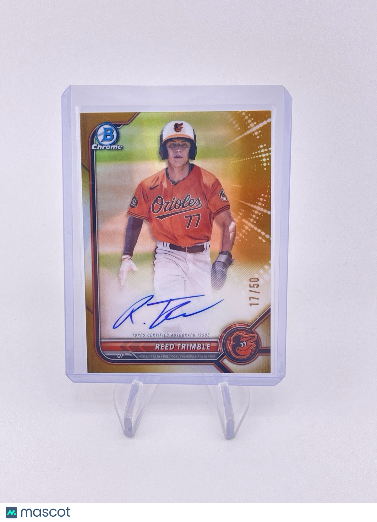 REED TRIMBLE 2022 Bowman Chrome Gold /50 Orioles Auto Autograph Signature