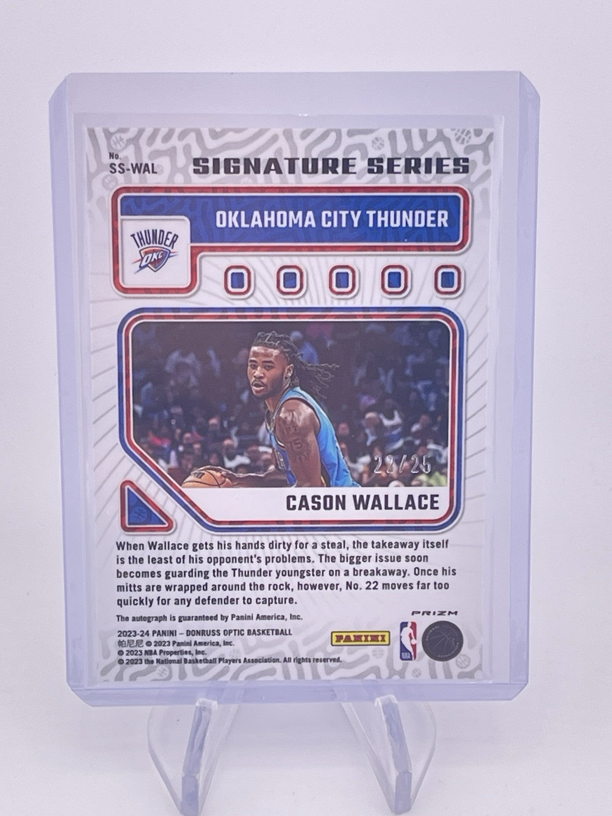 Cason Wallace 2023 Blue Optic Auto Autograph /25 Rookie RC Prizm OKC Thunder