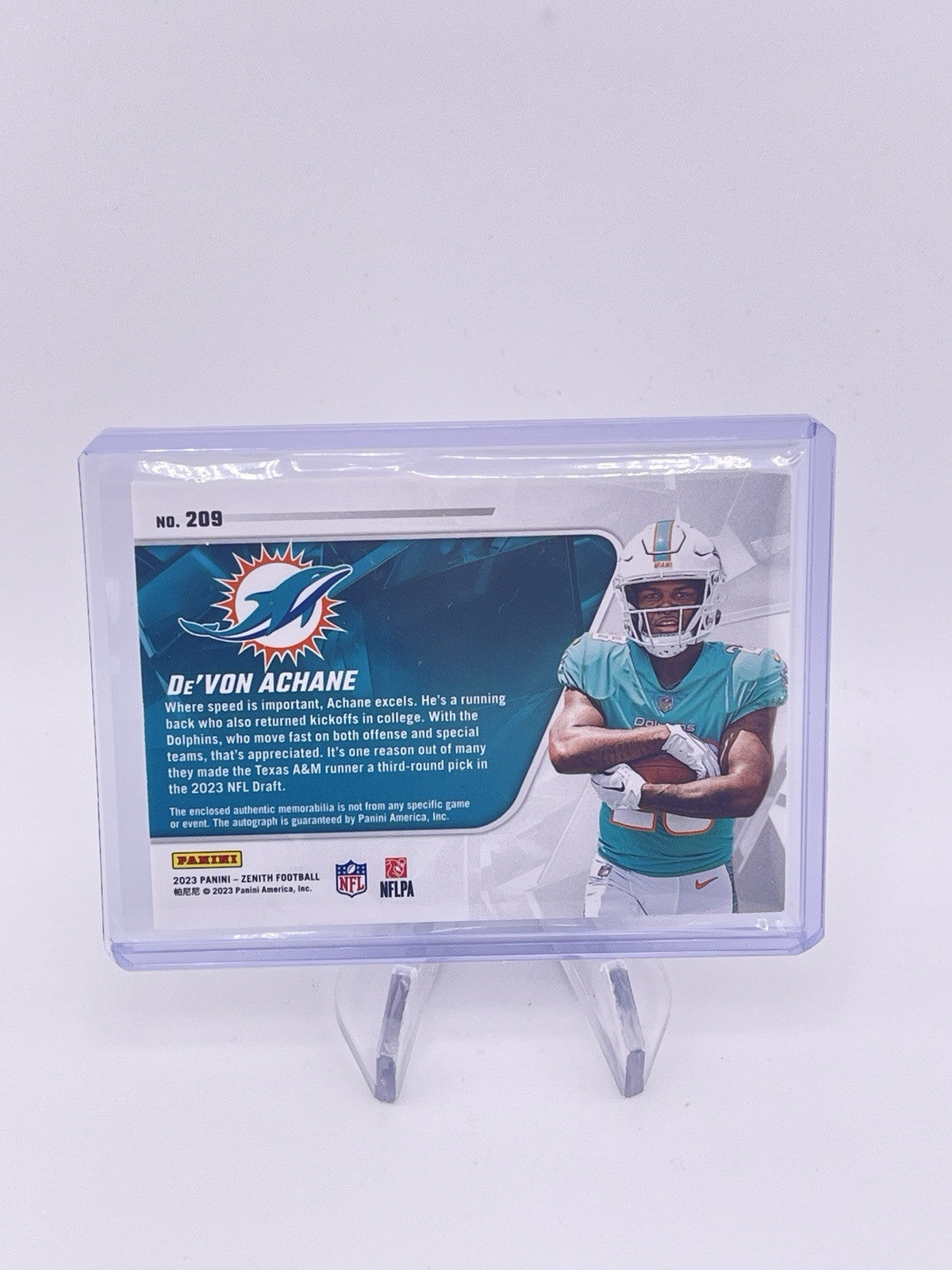 DeVon Achane RPA 2023 Zenith /299 Auto Autograph Rookie RC Signature