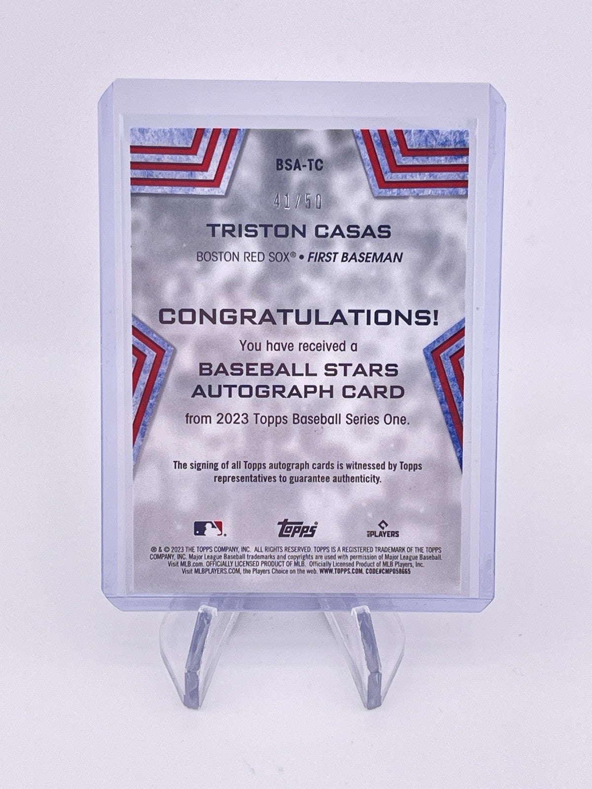 Triston Casas 2023 Topps Series One Gold Stars Autograph Auto Rookie RC /50