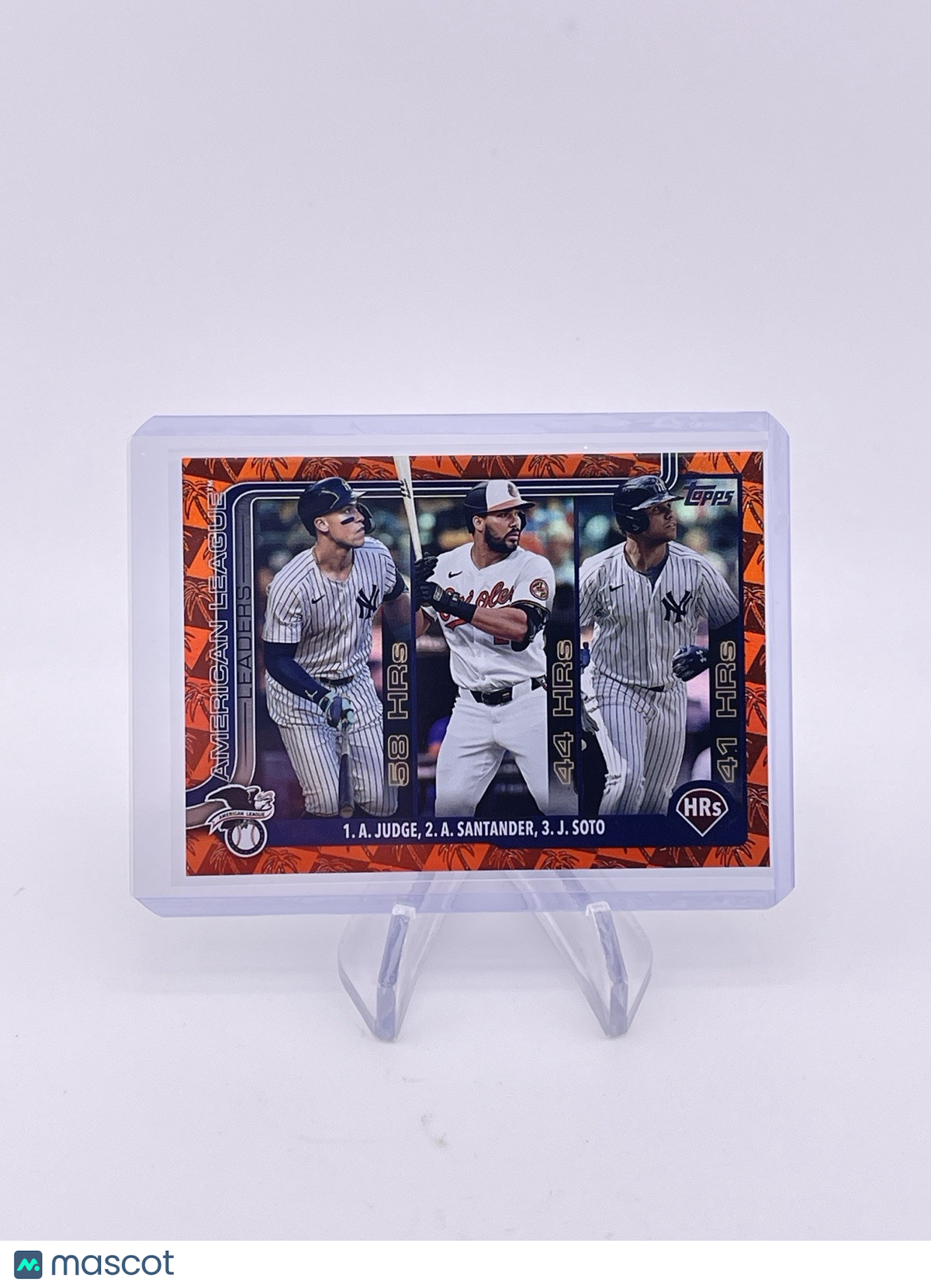 2025 Topps Series 1 AL HRs Leaders Judge Santander Soto Spring Training Orange Foilboard /25