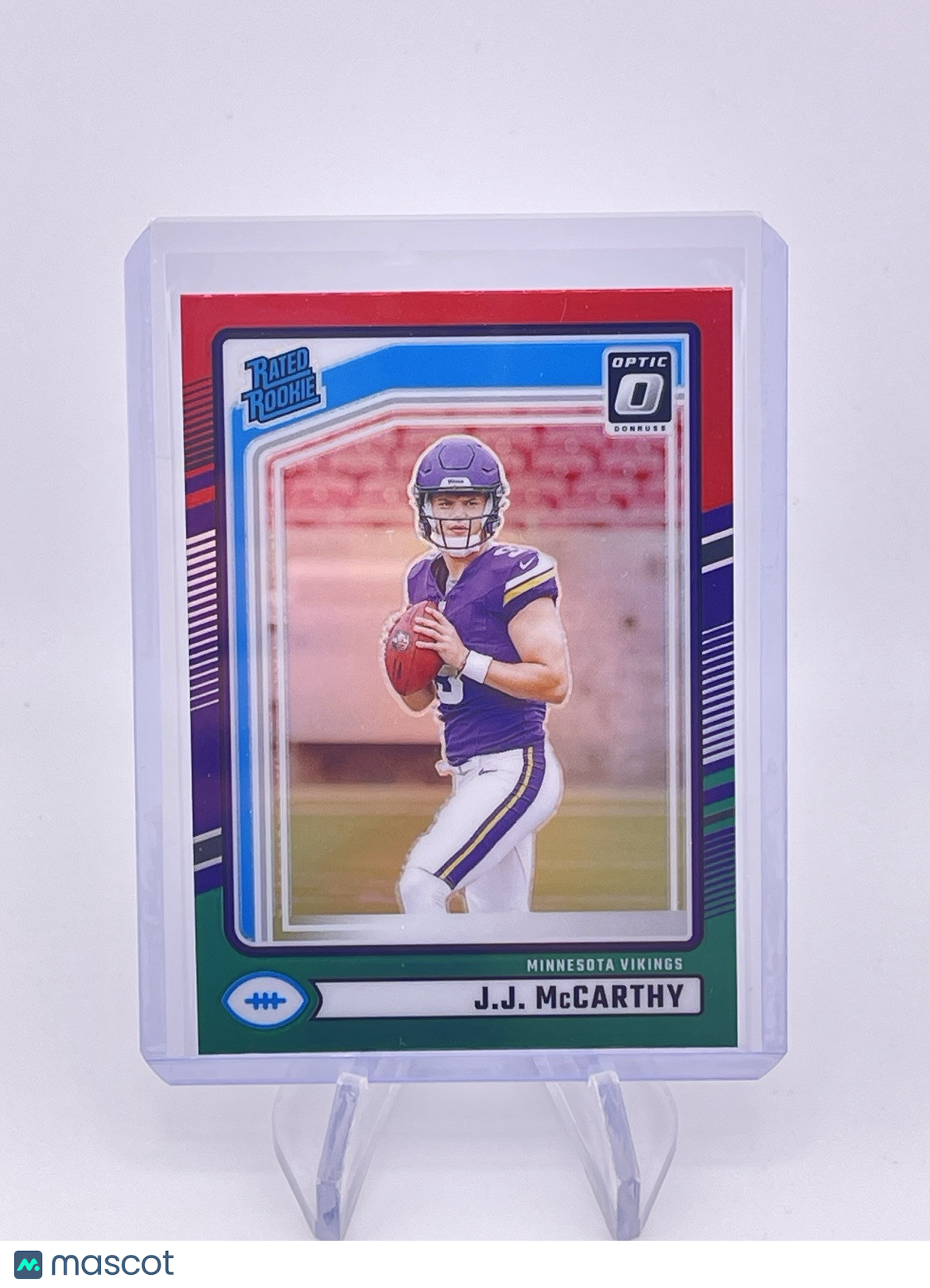 JJ McCarthy 2024 Prizm Green Red Optic Rated Rookie Rc Vikings