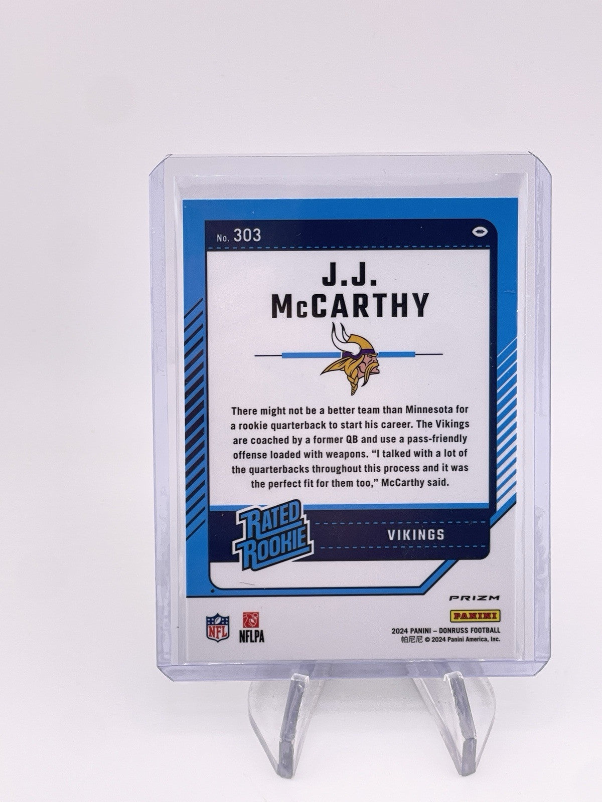 JJ McCarthy 2024 Prizm Green Red Optic Rated Rookie Rc Vikings