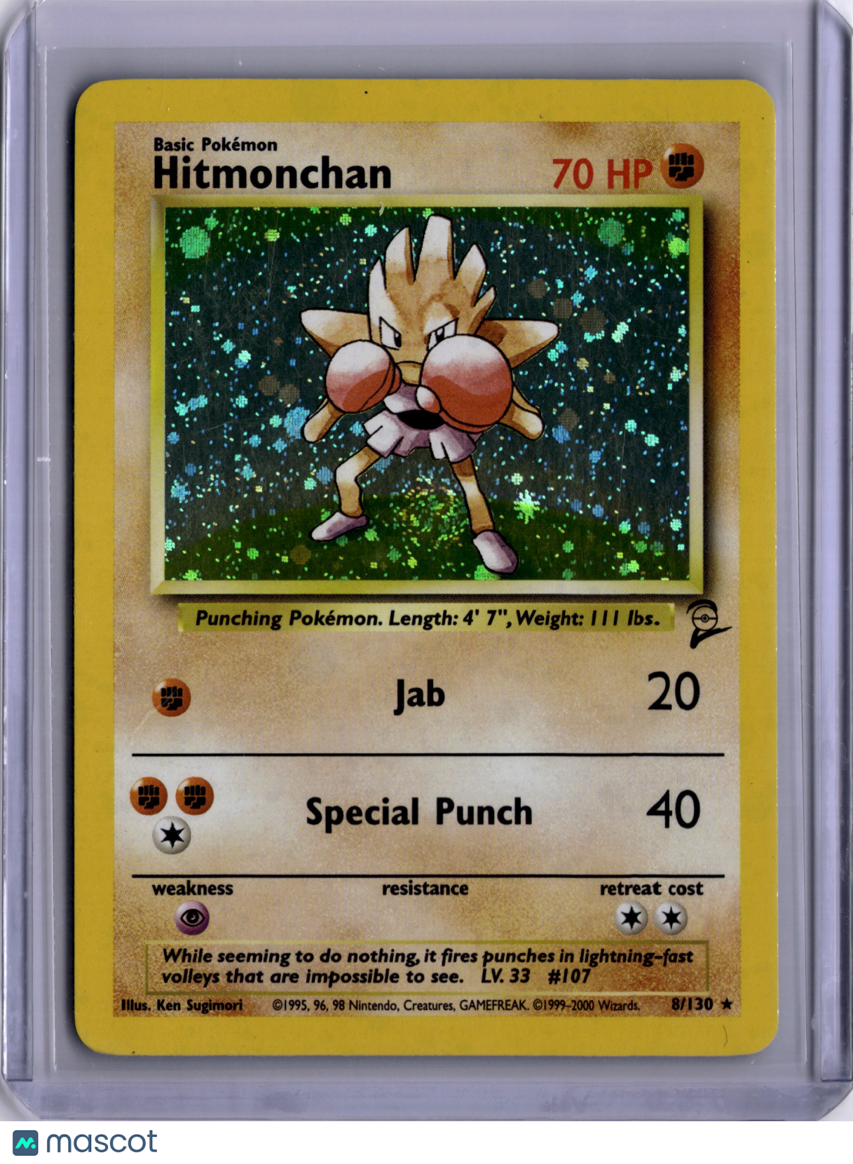 Hitmonchan Pokemon Base Set 2 8/130 Holo WOTC