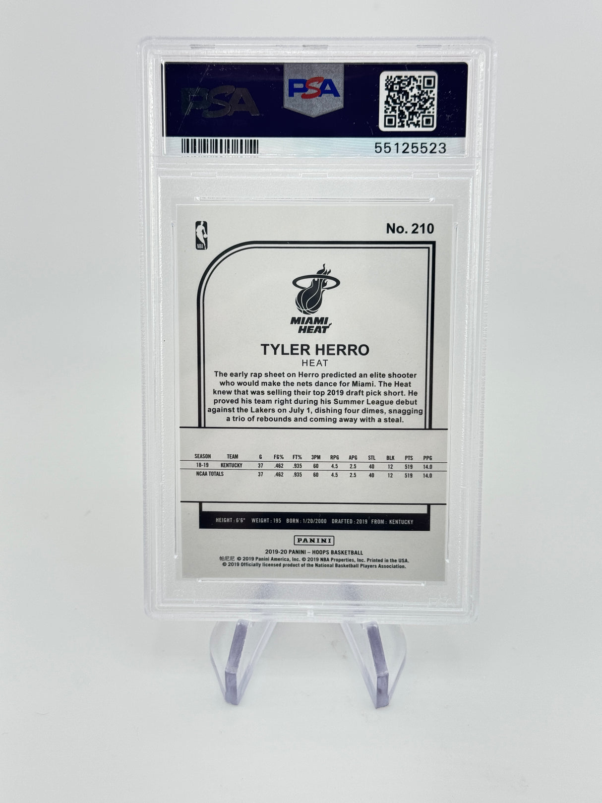 Tyler Herro 2019 Panini Hoops Rookie RC PSA 10 Gem Mint Heat