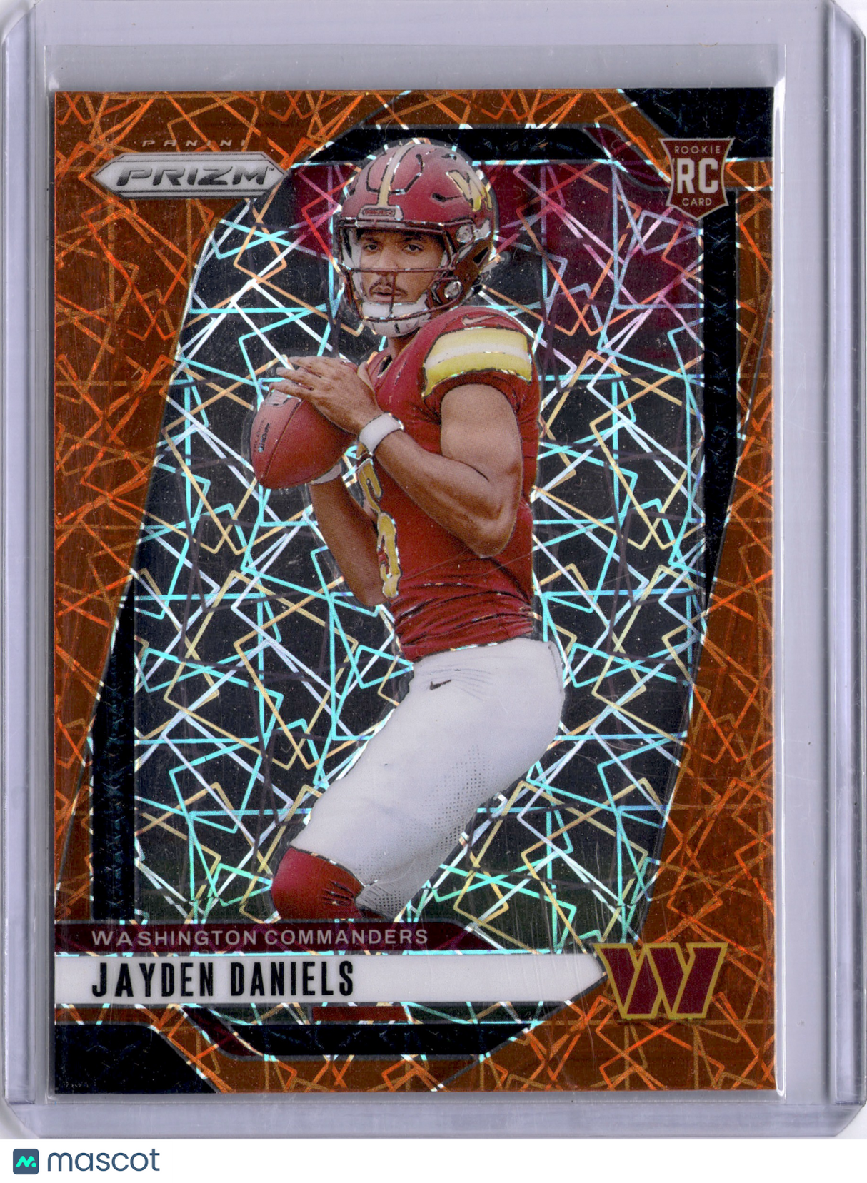 Jayden Daniels 2024 Panini Prizm Orange Laser Rookie RC Commanders