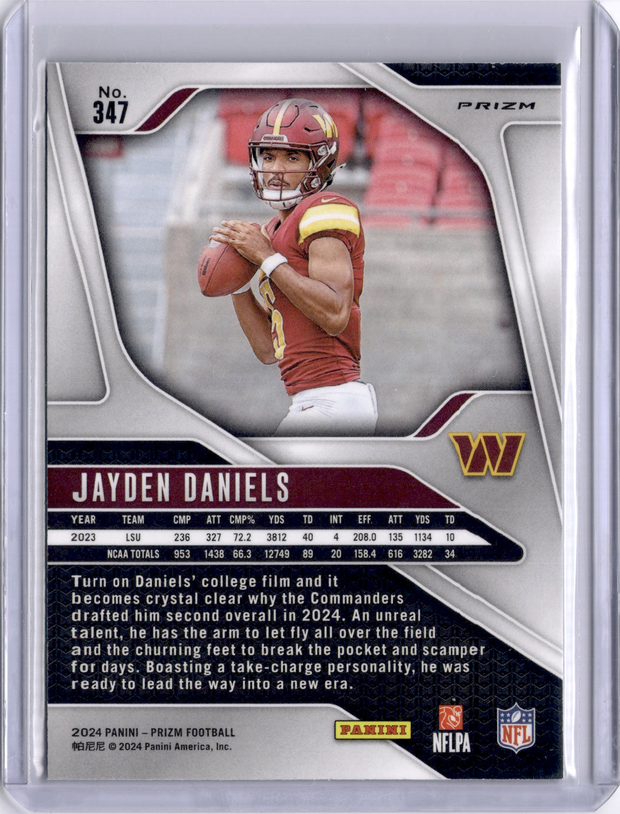 Jayden Daniels 2024 Panini Prizm Silver Rookie RC Commanders
