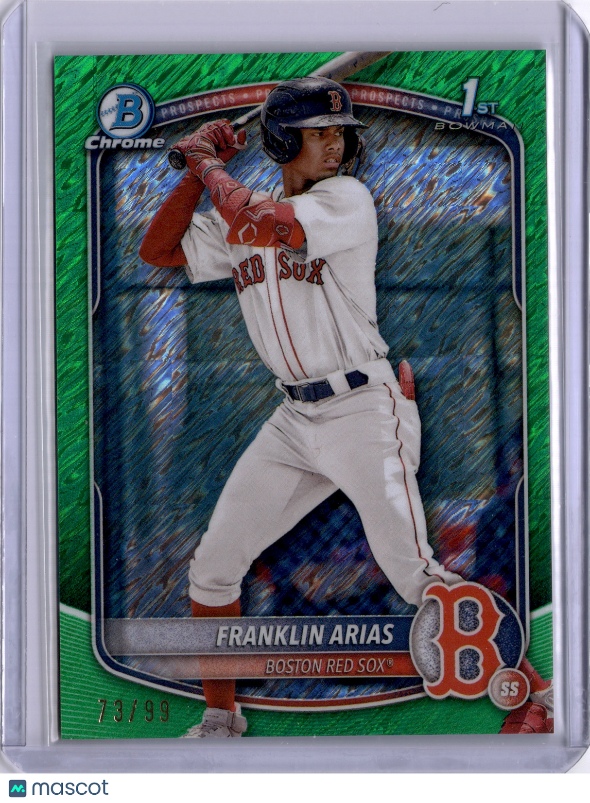 Franklin Arias 2025 Bowman Chrome 1st Green Shimmer /99 Boston Red Sox