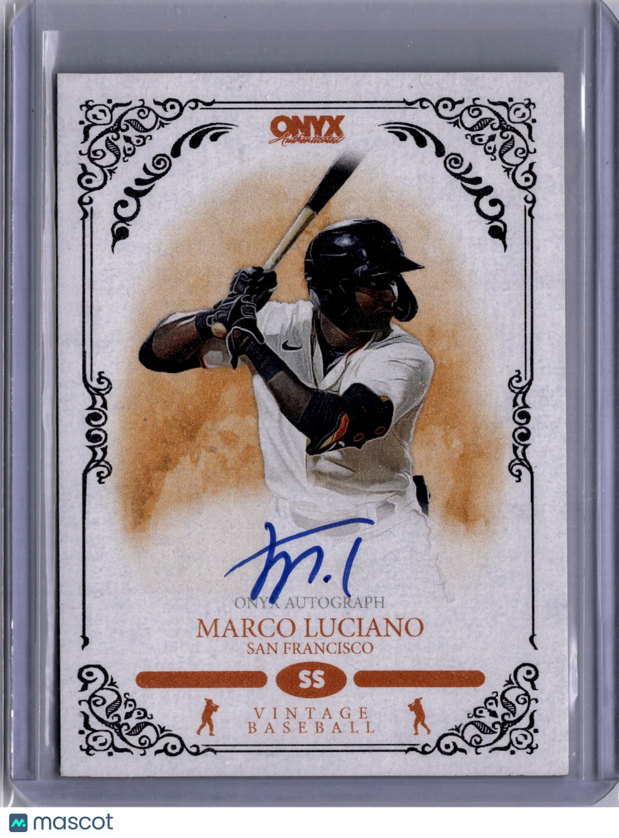 Marco Luciano 2022 Onyx Vintage On Card Auto Blue #VAML Giants