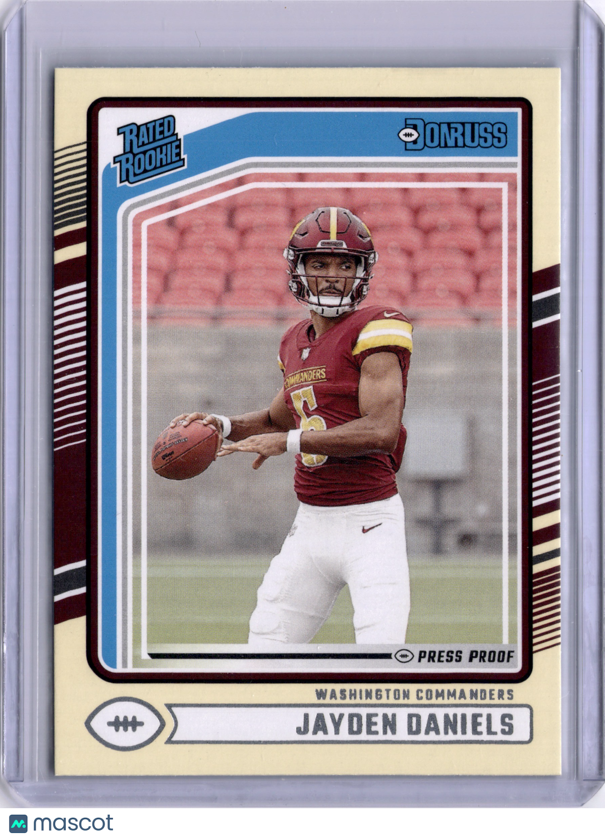 Jayden Daniels 2024 Panini Donruss Rated Rookie Yellow Press Proof RC Commanders