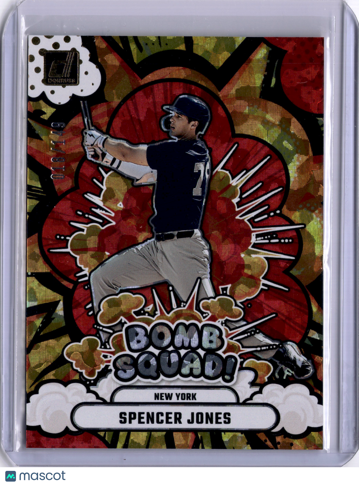 Spencer Jones 2025 Panini Donruss Bomb Squad Orange Ice /149 Yankees