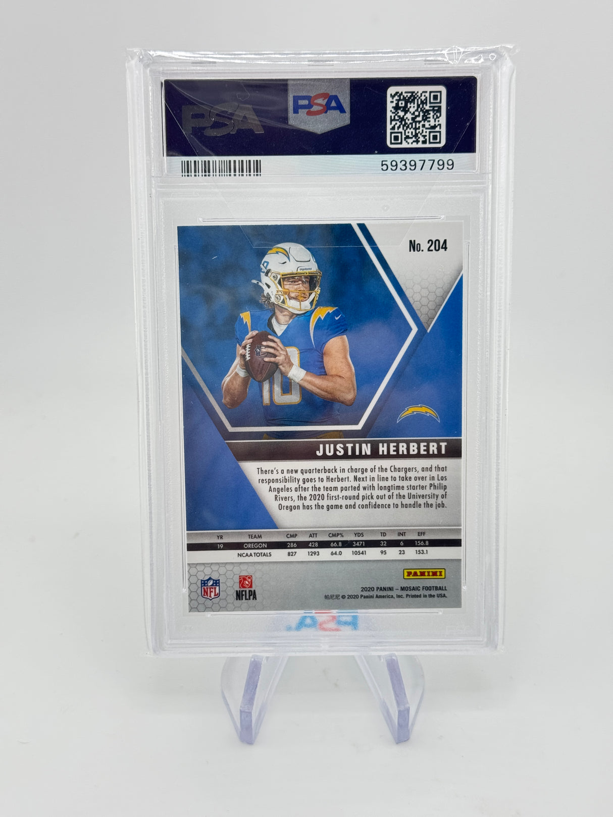 Justin Herbert 2020 Panini Mosaic Rookie RC PSA 9 Mint Chargers