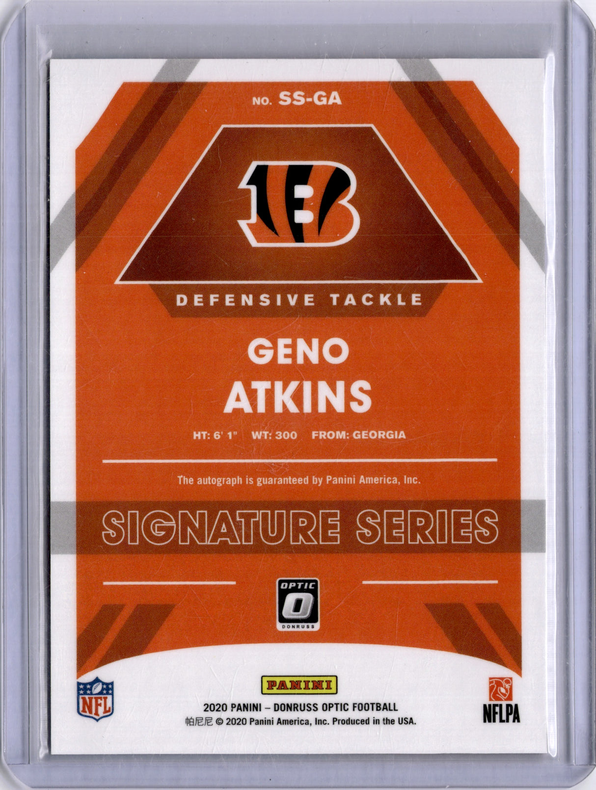Geno Atkins 2020 Panini Donruss Optic Signature Series Auto Bengals