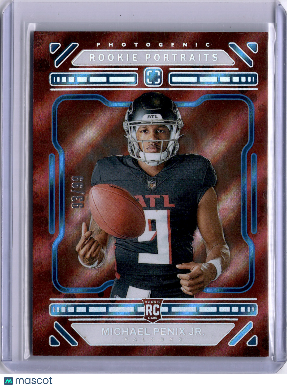 Michael Penix Jr. 2024 Panini Photogenic Rookie Portraits Blue /99 RC Falcons